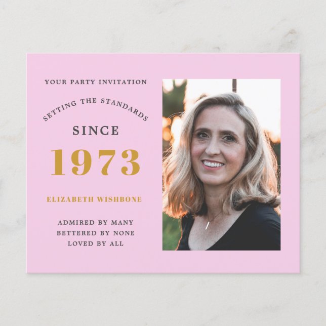 Flyer Convite de Aniversário de 50 anos 1973 Nome Foto (Frente)