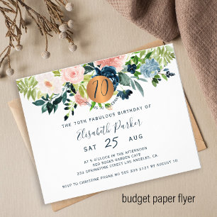 Flyer Convite de Aniversário de 70 Anos com Tema Floral 