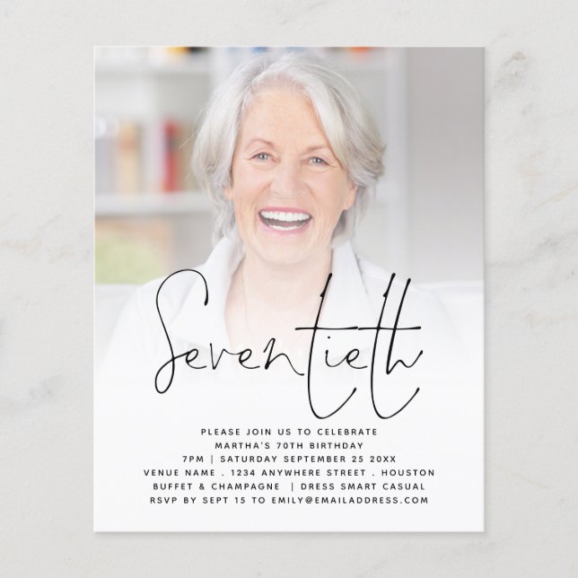 Flyer Convite de aniversário de 70 de Fotografia de Scri (Frente)