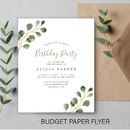 Flyer Convite de aniversário de eucalipto simples de orç