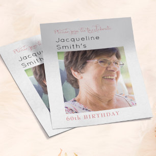 Flyer Convite de Aniversário de Foto Rosa de Espelhamen