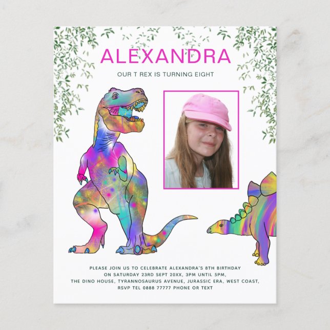 Flyer Convite de Aniversário de Meninas com Orçamento de (Frente)