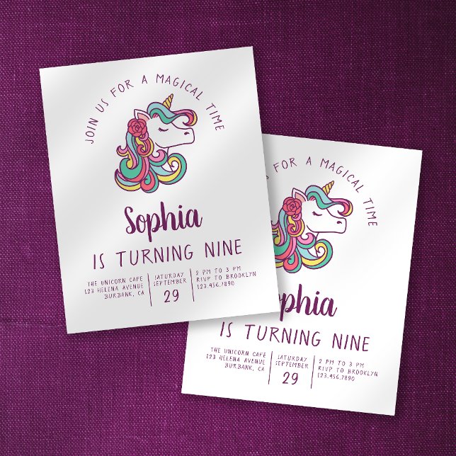 Flyer Convite de aniversário do PAPER Unicorn Kid (Criador carregado)