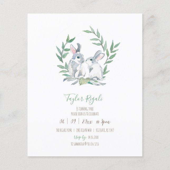 Flyer Convite de Aniversário Econômico Coelhinho da Flor (Frente)