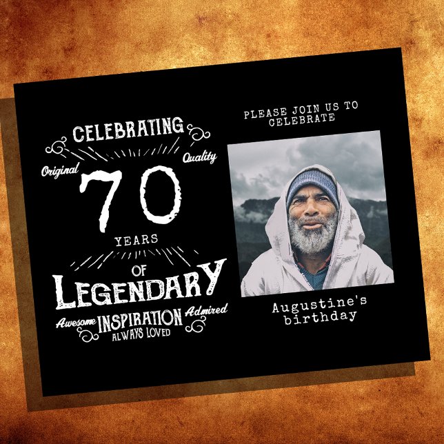 Flyer Convite de Aniversário para 70 de Orçamento Preto (Criador carregado)
