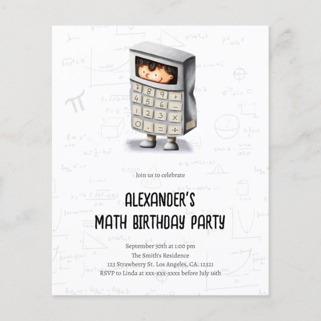 Flyer Convite de Aniversário para Fórmulas Matemáticas C (Frente)