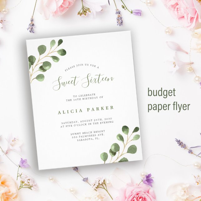 Flyer Convite de aniversário simples 16 do orçamento Swe (Criador carregado)