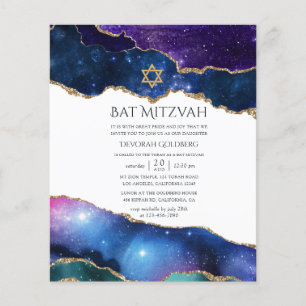 Flyer Convite de Bat Mitzvah Galaxy Ágata