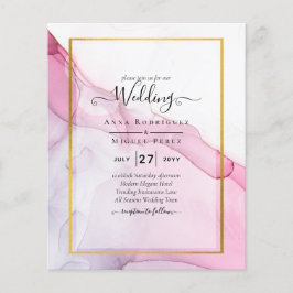 Flyer Convite de Casamento Abstrato com Tinta Roxa PINK