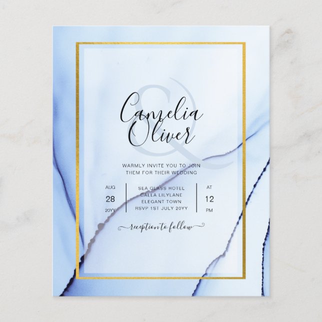 Flyer Convite de casamento abstrato LeahG azul marinho d (Frente)