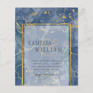 Flyer Convite de Casamento Abstrato LeahG Azul Marinho D
