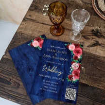 Convite de Casamento Aquarela Burgundy Navy Orçame
