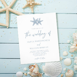 Flyer Convite de casamento Azul Dusty Starfish
