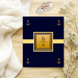 Flyer Convite de Casamento Azul Náutico Amarelo Econômic