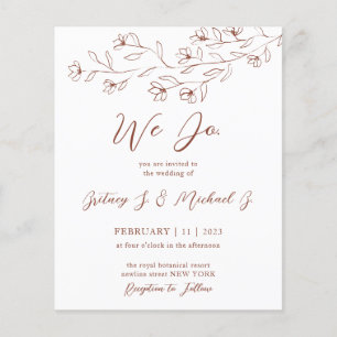 Flyer Convite de casamento boêmio terracota floral tipo