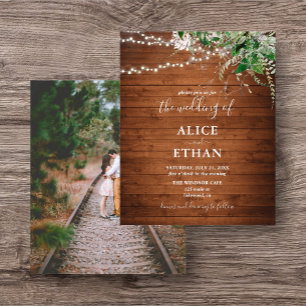 Flyer Convite de Casamento Boho Rústico com Verde para O