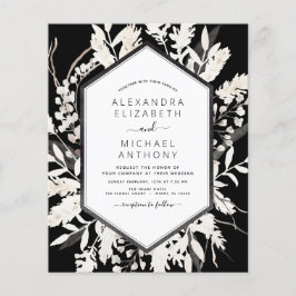 Flyer Convite de Casamento Botânico Preto Boho Orçamento