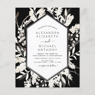 Flyer Convite de Casamento Botânico Preto Boho Orçamento