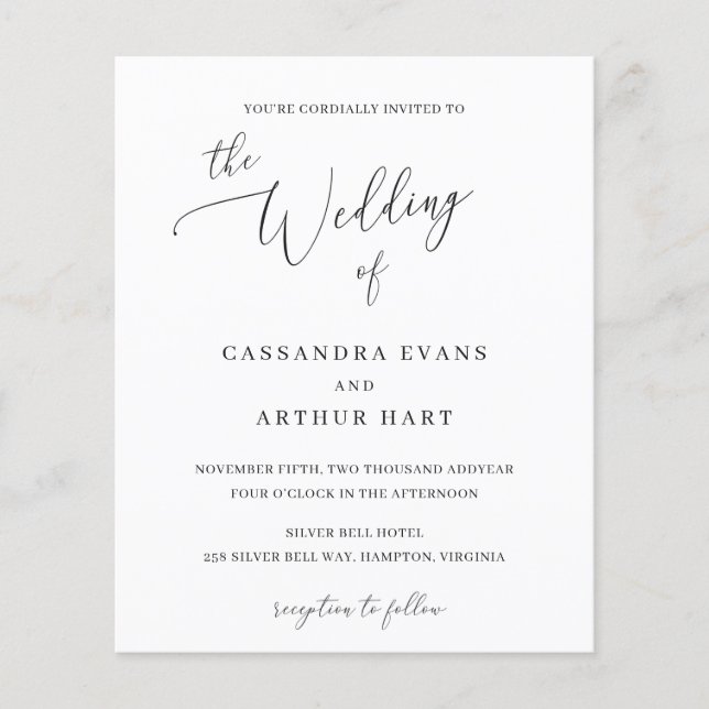 Flyer Convite de Casamento Clássico Branco Elegante e Ec (Frente)