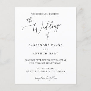 Flyer Convite de Casamento Clássico Branco Elegante e Ec