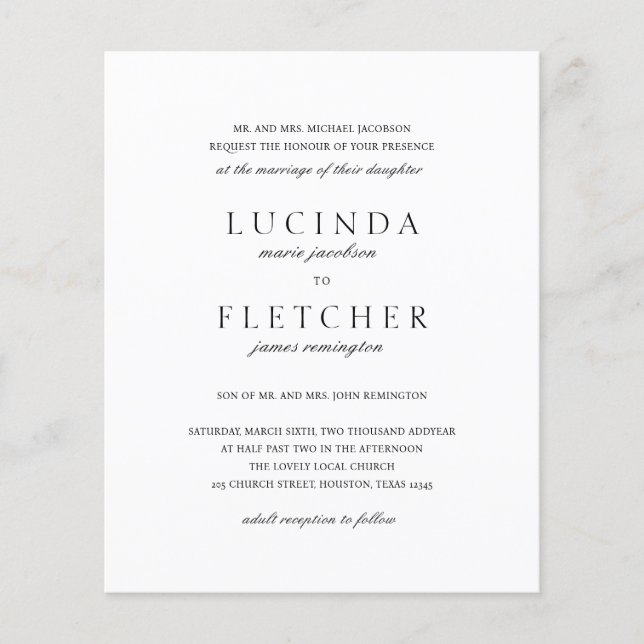 Flyer Convite de Casamento Clássico Formal com Código QR (Frente)