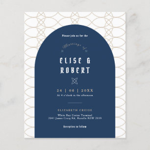 Flyer Convite de Casamento Clássico Retro BUDGET Blue