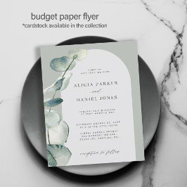Flyer Convite de casamento com arco de eucalipto econômi