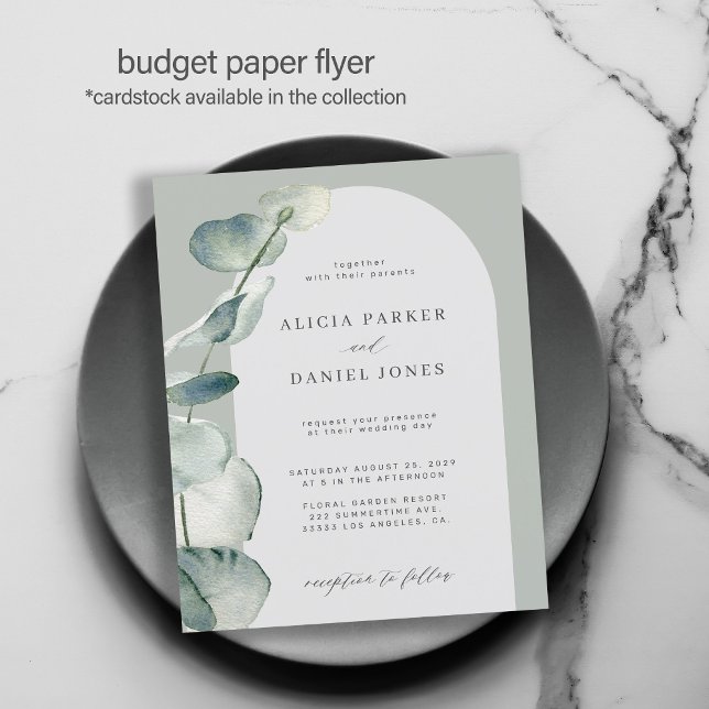 Flyer Convite de casamento com arco de eucalipto econômi (Criador carregado)