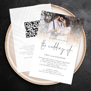 Flyer Convite de Casamento com Código QR de Foto em Pape