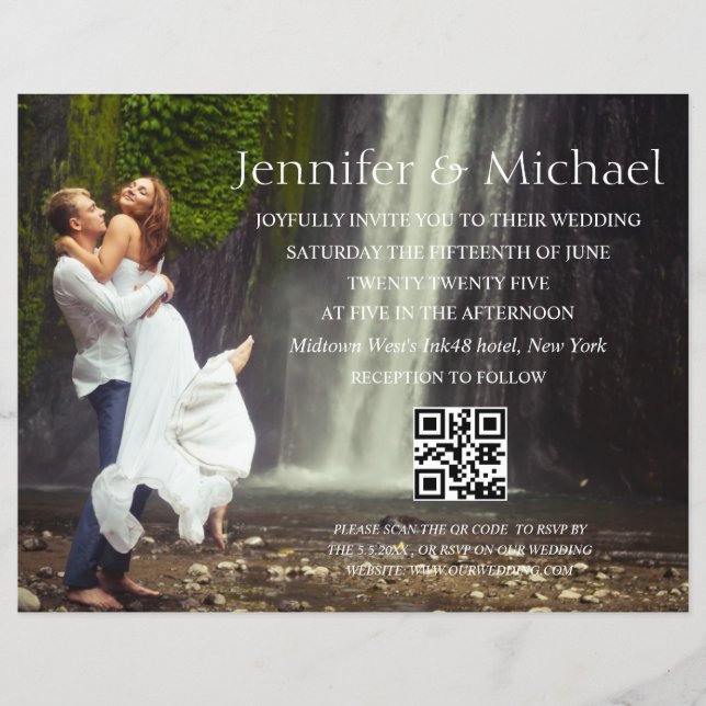 Flyer convite de casamento com código QR orçamento foto  (Frente)