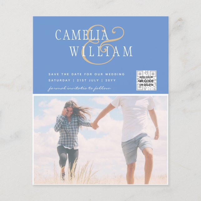 Flyer Convite de Casamento com Código QR para Economizar (Frente)