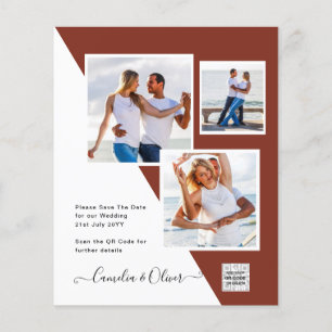 Flyer Convite de Casamento com Código QR para Economizar