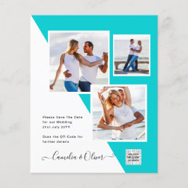 Flyer Convite de Casamento com Código QR para Economizar