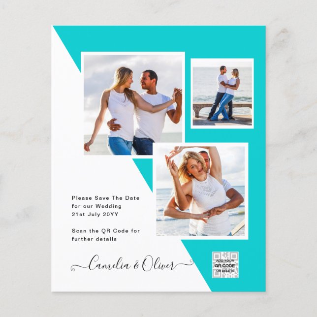 Flyer Convite de Casamento com Código QR para Economizar (Frente)