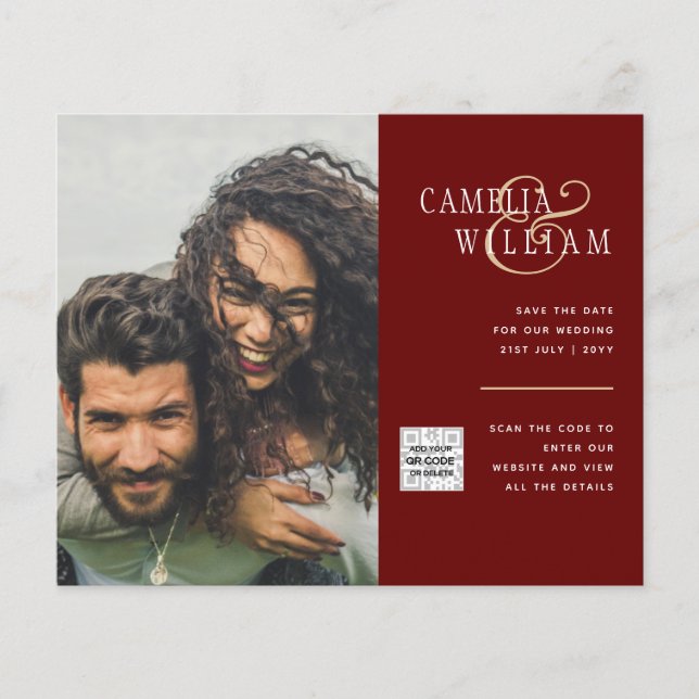 Flyer Convite de Casamento com Código QR para Economizar (Frente)