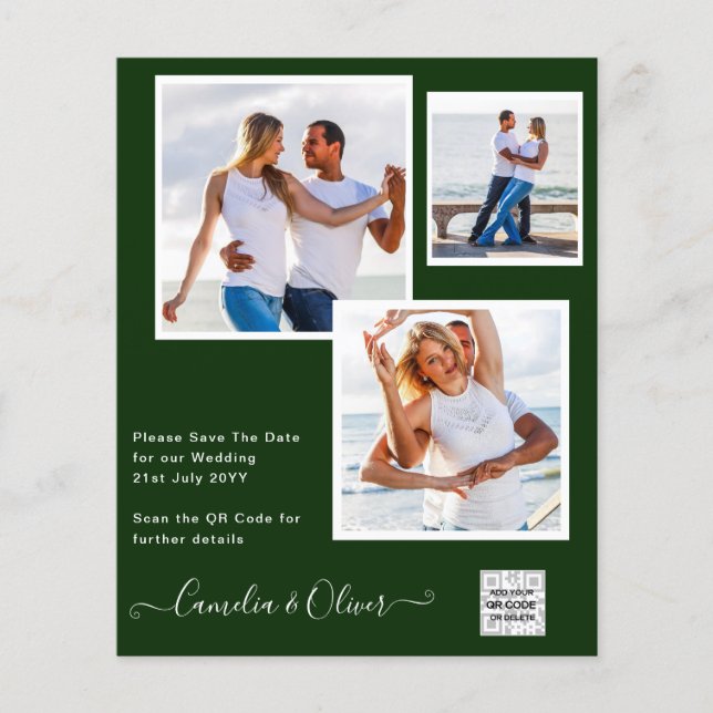 Flyer Convite de Casamento com Código QR para Economizar (Frente)