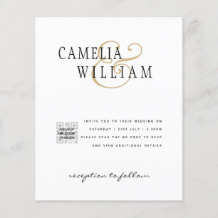 Flyer Convite de Casamento com Código QR para Economizar
