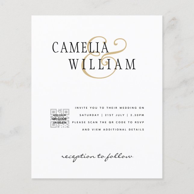 Flyer Convite de Casamento com Código QR para Economizar (Frente)