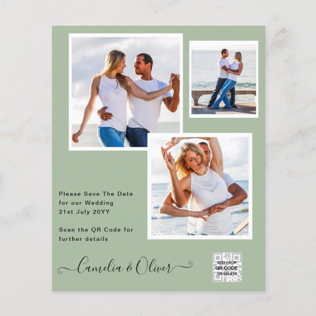 Flyer Convite de Casamento com Código QR para Economizar (Frente)