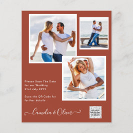 Flyer Convite de Casamento com Código QR para Salvar a D
