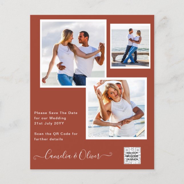 Flyer Convite de Casamento com Código QR para Salvar a D (Frente)