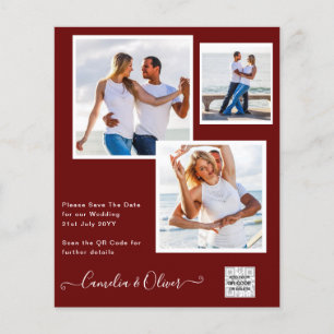 Flyer Convite de Casamento com Código QR para Salvar a D