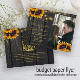 Flyer Convite de casamento com código QR rústico e foto