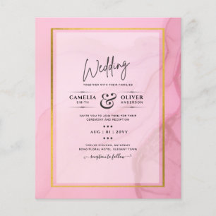 Flyer Convite de Casamento com Efeito Ombre Rosa Bege Le