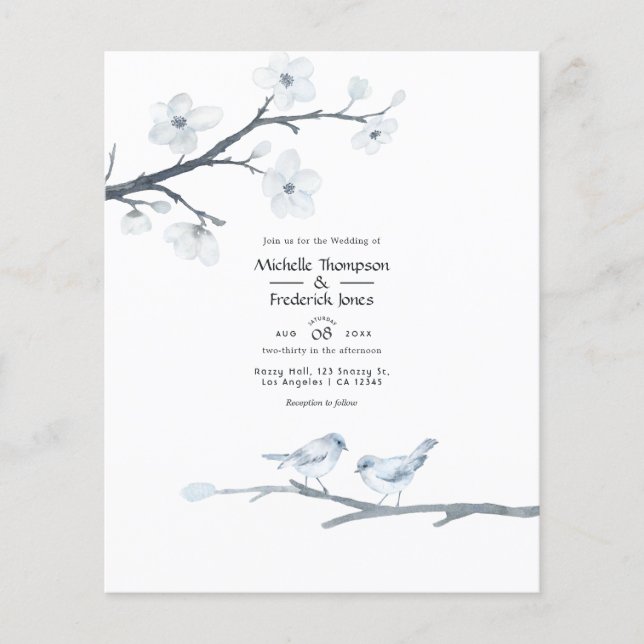 Flyer Convite de Casamento com Flores de Cerejeira Orçam (Frente)
