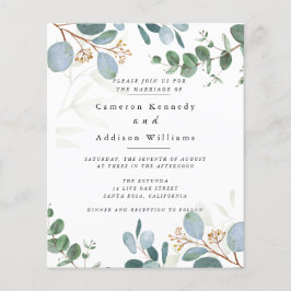 Flyer Convite de Casamento com Folhas de Oliveira e Vege