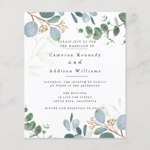 Flyer Convite de Casamento com Folhas de Oliveira e Vege