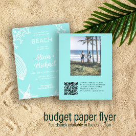 Flyer Convite de casamento com foto da praia com QR CODE