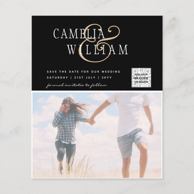 Flyer Convite de Casamento com Foto ECONOMICO Código QR  (Frente)