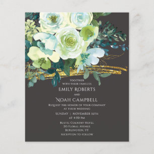 Flyer Convite de Casamento com Foto Floral Turquesa Verd
